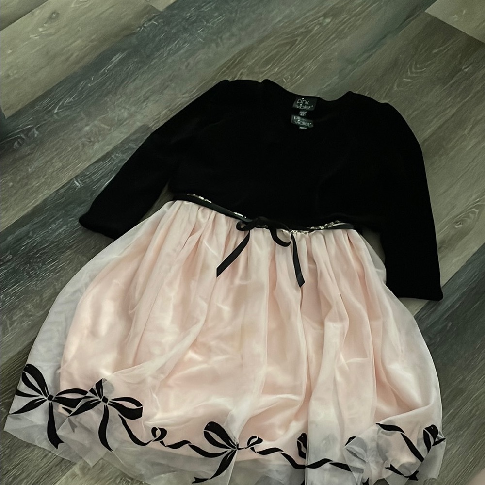 Black and Pink Dress with Bow Accents